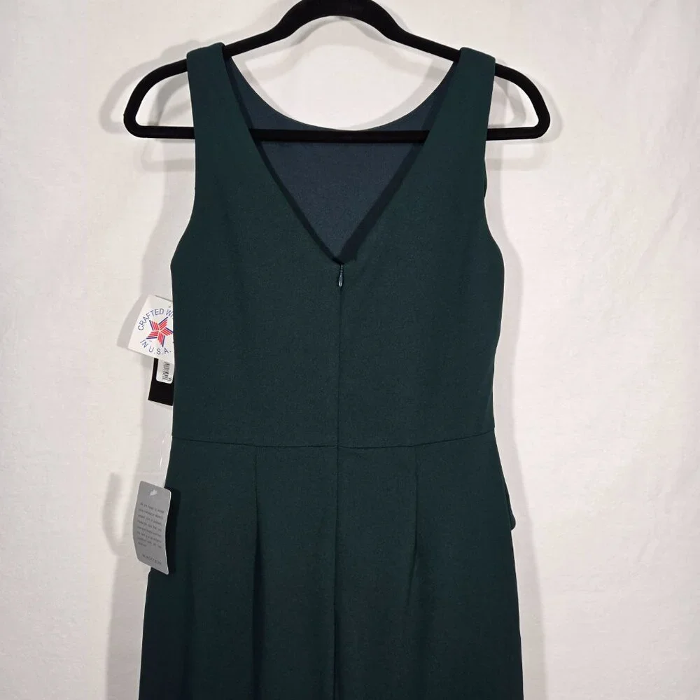 BETSY ADAM "Christine" PINE Scuba Crepe Ruffle Bow Slit Formal Gown Dress Size 8 - Picture 6 of 17